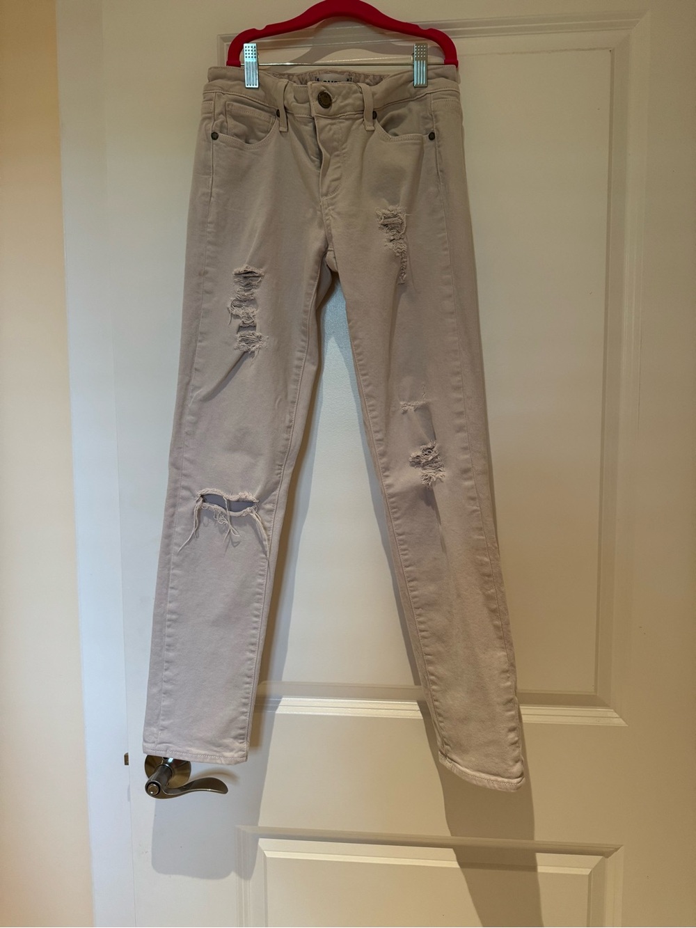 Paige  Beige Distressed Women’s Jeans Size 27
